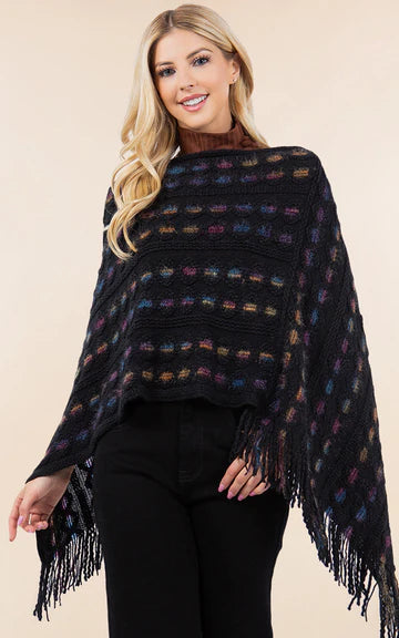Poncho-BLK Rainbow Cover Up
