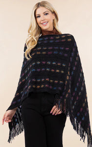 Poncho-BLK Rainbow Cover Up