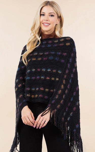 Poncho-BLK Rainbow Cover Up