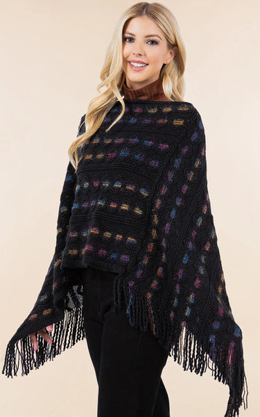 Poncho-BLK Rainbow Cover Up