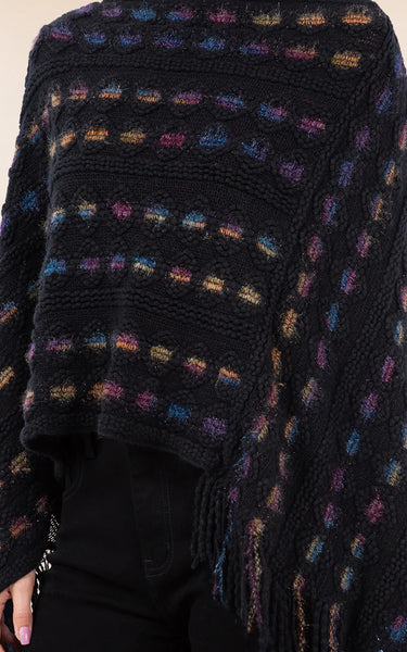 Poncho-BLK Rainbow Cover Up
