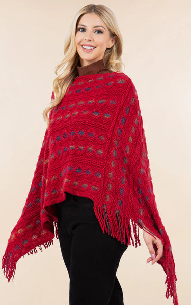Poncho-RED Rainbow Cover Up