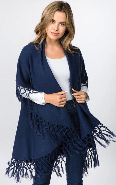 Vest-Shawl FR - NAVY - Fringe