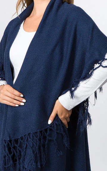 Vest-Shawl FR - NAVY - Fringe