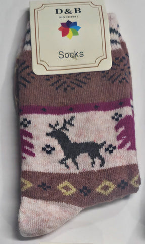 Sox -MAUVE Reindeer Sox
