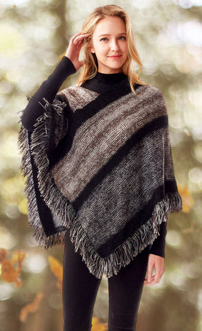 Poncho-BLACK/ORG Vertical Stripe (Copy)