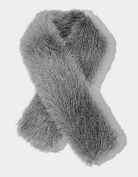 Neck Warmer-GRAY-Fluffy Faux Fur Scarf