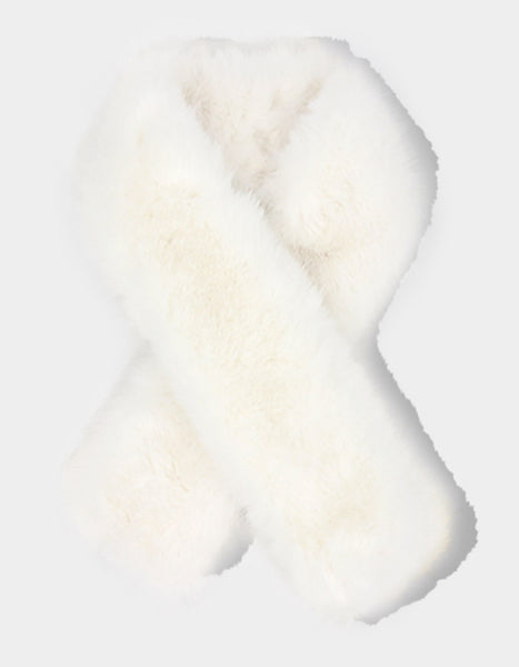 Neck Warmer-WHITE-Fluffy Faux Fur Scarf