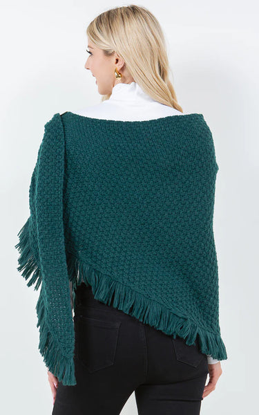 Shawl-GREEN Buckle Wrap, Cover-Up, Fringe