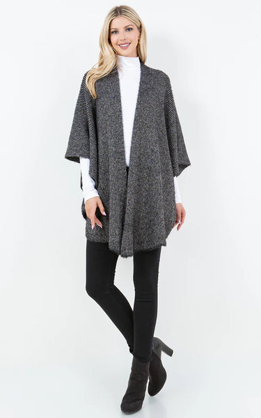 Shawl-BLK Metalic Kimono