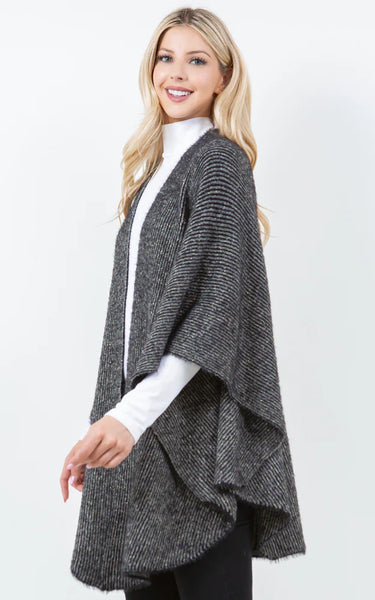 Shawl-BLK Metalic Kimono