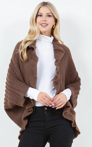 Cardigan-BRW-Ruffle Cardigan, Soft Knit