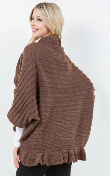 Cardigan-BRW-Ruffle Cardigan, Soft Knit