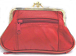 Coin Purses - RED or BLACK Soft Genuine Leather