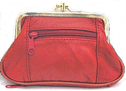 Coin Purses - RED or BLACK Soft Genuine Leather