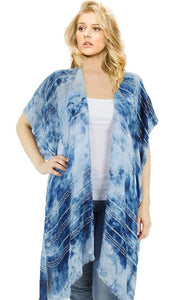 Kim-Long-BLUE Tie-Dye Print Kimono