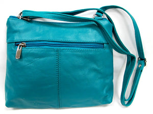 Day-TURQUOISE-Purse-Genuine Leather 3 Zipper Cross Body