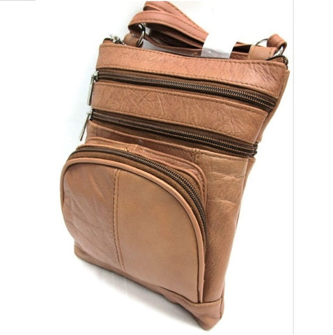 Casino-TAN (Med) Leather Bag with Cell Phone Pocket