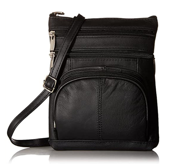 Casino-BLACK (Med) Leather Bag with Cell Phone Pocket