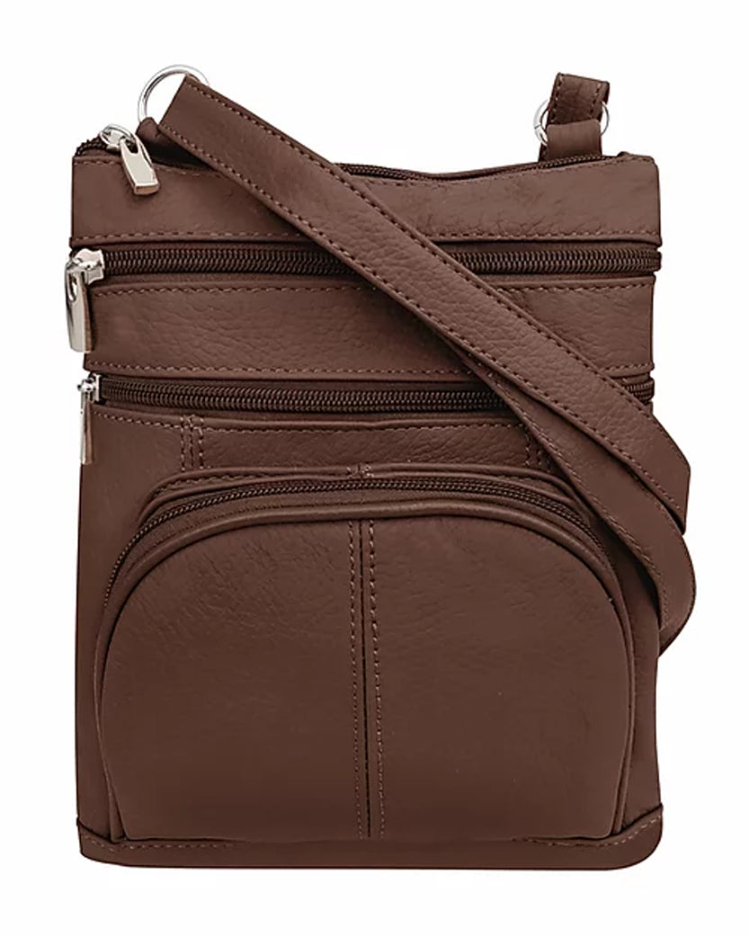 Casino-BROWN (Med) Leather Bag with Cell Phone Pocket