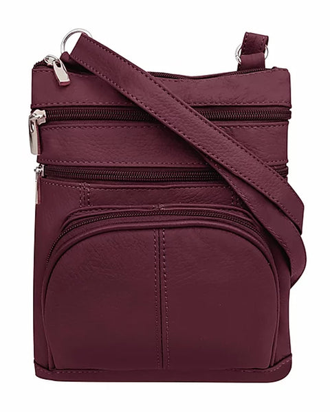Casino-WINE (Med) Leather Bag with Cell Phone Pocket