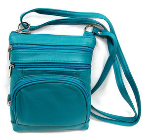 Casino-TURQUOISE (Med) Leather Bag with Cell Phone Pocket