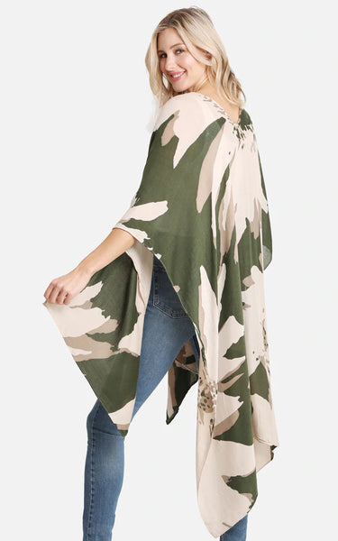 Kim-Long-GREEN Floral Camo Mixed Print Cover Up
