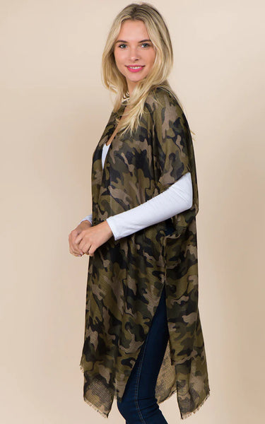 Kim-Long-OLIVE-Camouflage Print Cover Up Kimono