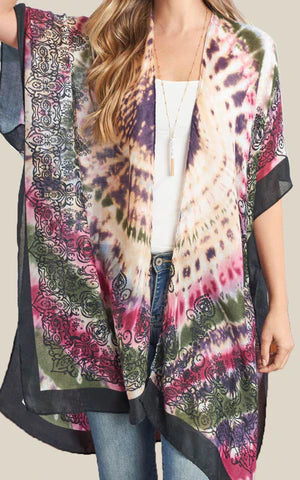 Kim-Shirt-PURPLE-Bohemian Tie Dyed Print Cover Up Kimono