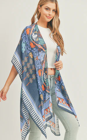 Kim-Long-BLUE-Boho Pattern Cover-up Kimono