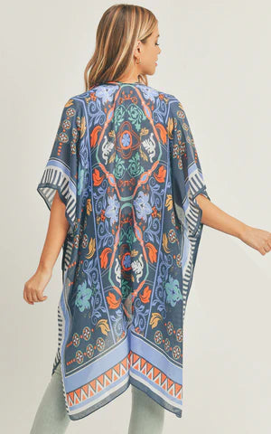 Kim-Long-BLUE-Boho Pattern Cover-up Kimono