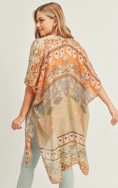 Kim-Shirt-BROWN-Boho Pattern Cover-up Kimono