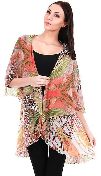 Kimono Vest-ORANGE Butterfly (Wear 4 Ways!)