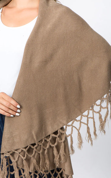 Vest-Shawl FR - TAN - Fringe