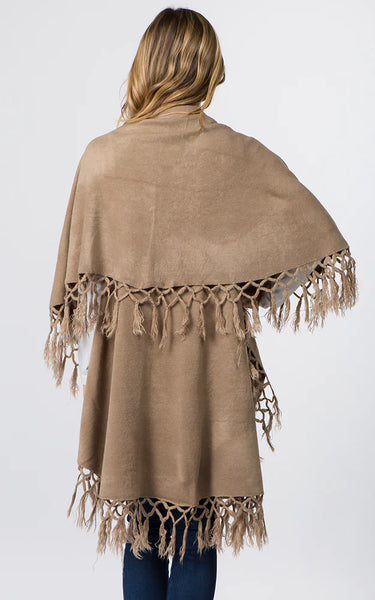 Vest-Shawl FR - TAN - Fringe