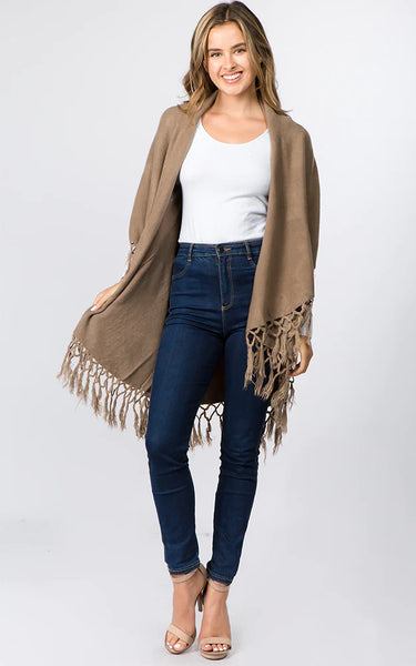 Vest-Shawl FR - TAN - Fringe