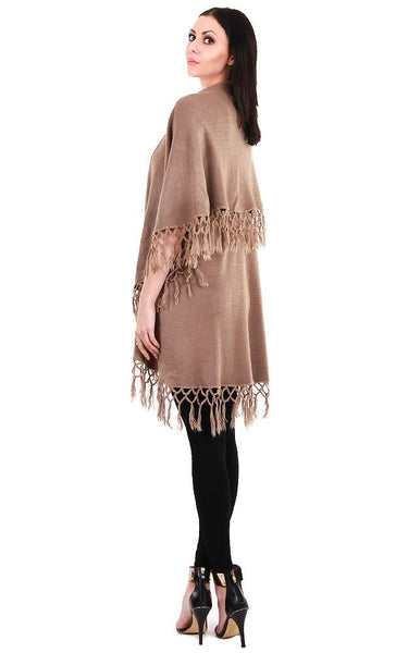 Vest-Shawl FR - TAN - Fringe